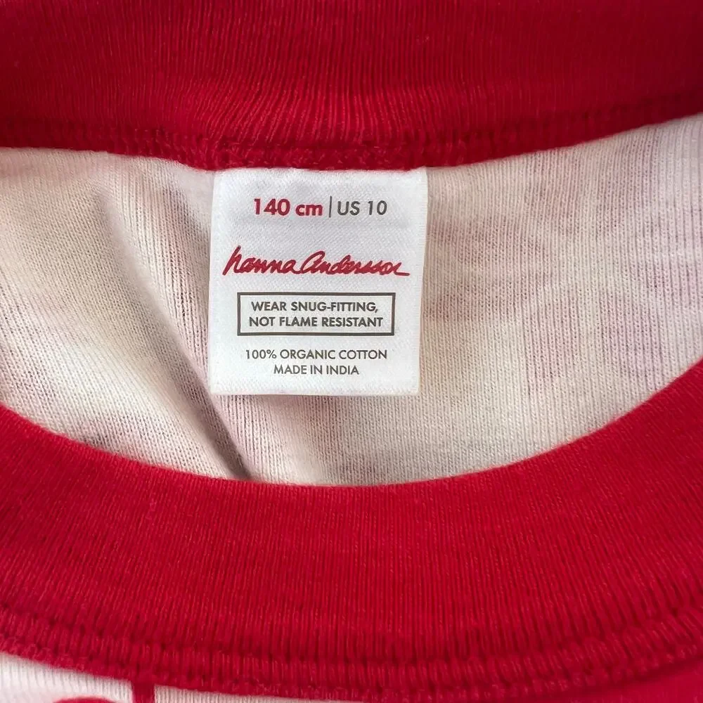 Hanna Andersson Kids Fair Isle Reindeer Pajama Set Size 10 Red White Cotton